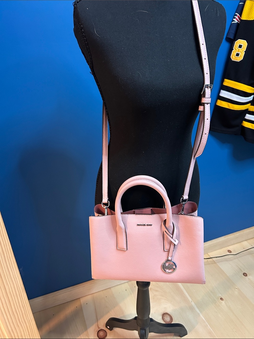 Michael Kors Pink Saffiano Mini Satchel with Crossbody Strap
